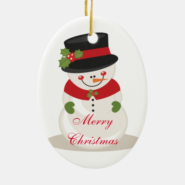 Weihnachtsfeier/Schneemann Keramikornament (Hinten)