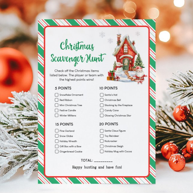 Weihnachtsfeier Schnitzeljagd Spiel Feiertagskarte (Christmas Party Games)