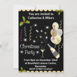Weihnachtsfeier - Schwarz & Gold - Party Einladung