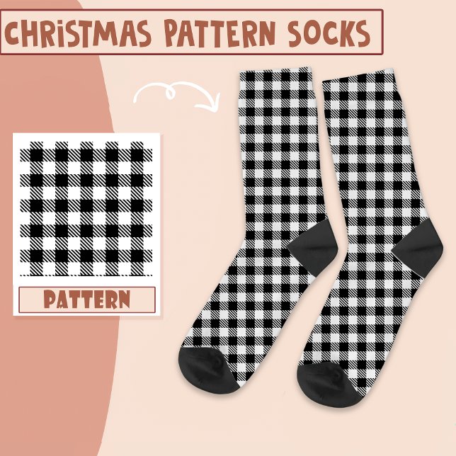 Weihnachtsfeier Schwarz-Weiß-Muster Socken (Von Creator hochgeladen)