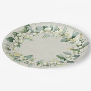 Weihnachtsfeier Snowberry Pappteller