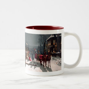 Weihnachtsfeier-Tasse im viktorianischen Stil Zweifarbige Tasse