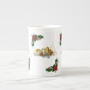 Weihnachtsfeier Tasse, Weihnachtsgoldkerze Prozellantasse