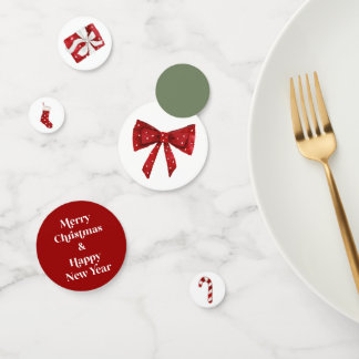 Weihnachtsfeier Tischkonfetti Roter Bogen Tischdek Konfetti