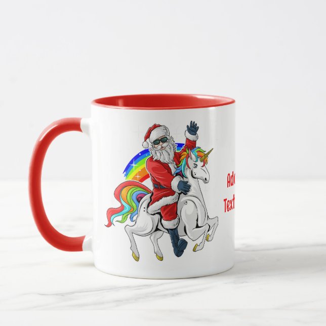 Weihnachtsfeier Unicorn Xmas Rainbow Rot Tasse (Links)