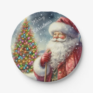 Weihnachtsfeier Vintage Weihnachtsmann Papierplatt Pappteller