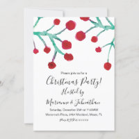 Weihnachtsfeier Wasserfarbe Beeren Handbemalt