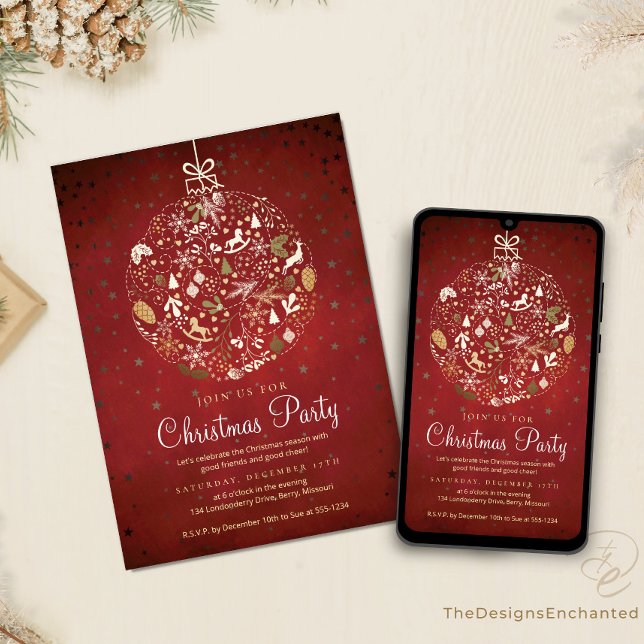 Weihnachtsfeier Weihnachten Party Einladung (Christmas Party Invitations, Holiday Celebration announcement Cards by TDE)