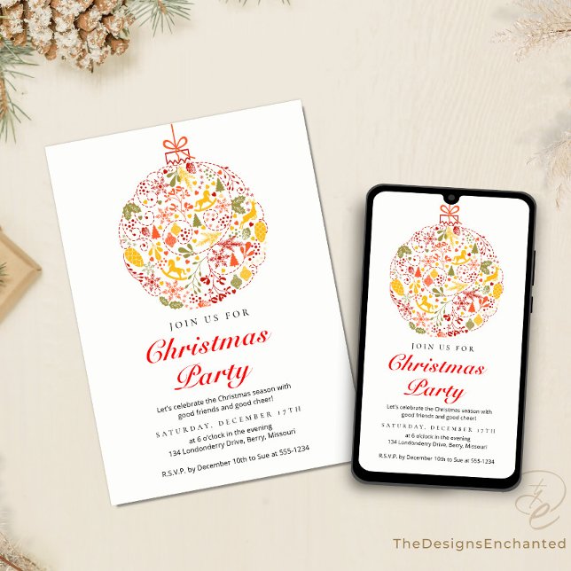 Weihnachtsfeier Weihnachten Party Einladung (Christmas Party Invitations, Holiday Celebration announcement Cards by TDE)