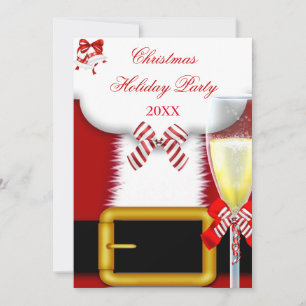 Weihnachtsfeier Weihnachten Santa-Anzug Champagner Einladung