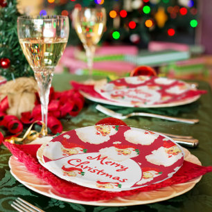 Weihnachtsfeier Weihnachtsfeier Weihnachtsmann Rot Pappteller