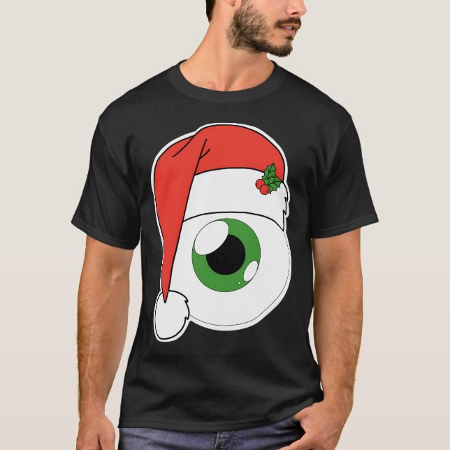Weihnachtsfeier Weihnachtsmannmütze Eyeball - Gree T-Shirt (Vorderseite)