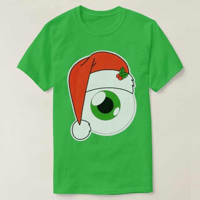 Weihnachtsfeier Weihnachtsmannmütze Eyeball Green  T-Shirt (Design vorne)