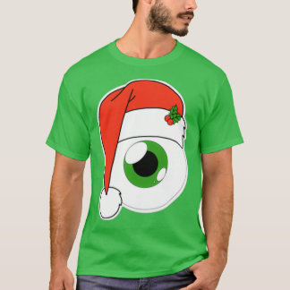 Weihnachtsfeier Weihnachtsmannmütze Eyeball Green T-Shirt