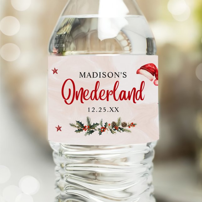 Weihnachtsfeier Weihnachtsmannmütze Geburtstagspar Wasserflaschenetikett (Von Creator hochgeladen)