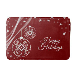 Weihnachtsfeier Weiße Ornamente Sterne Rot Elegant Badematte
