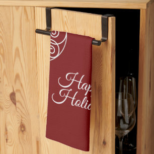 Weihnachtsfeier Weiße Ornamente Sterne Rot Elegant Geschirrtuch