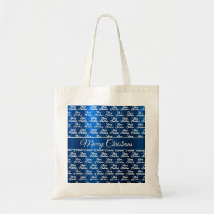 Weihnachtsfeier Weiße Schneeflocken Marineblau Tragetasche