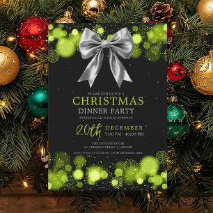 Weihnachtsfeier Winter Silberner Bogen Grün Einladung