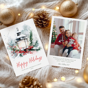 Weihnachtsfeier Winterlaterne Familienfoto Feiertagskarte