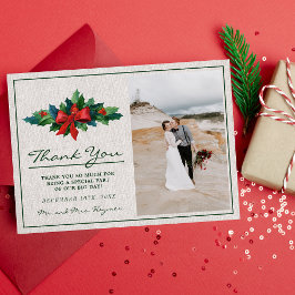 Weihnachtsfeier Wreath Poinsettia Dankeskarte