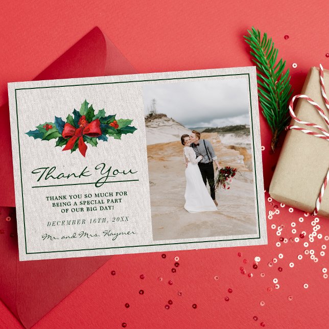 Weihnachtsfeier Wreath Poinsettia Dankeskarte (Von Creator hochgeladen)