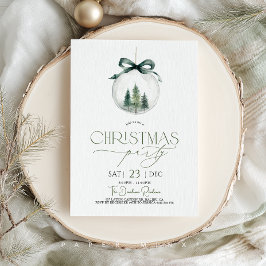 Weihnachtsfeier Xmas-Christbaumkugel Grün Gold Einladung