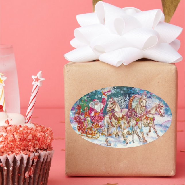 Weihnachtsfeierabend mit dem magischen Pferdeschli Ovaler Aufkleber (Party)