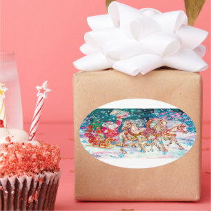 Weihnachtsfeierabend mit dem magischen Pferdeschli Ovaler Aufkleber