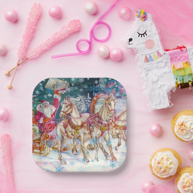 Weihnachtsfeierabend mit dem magischen Pferdeschli Pappteller (Party)