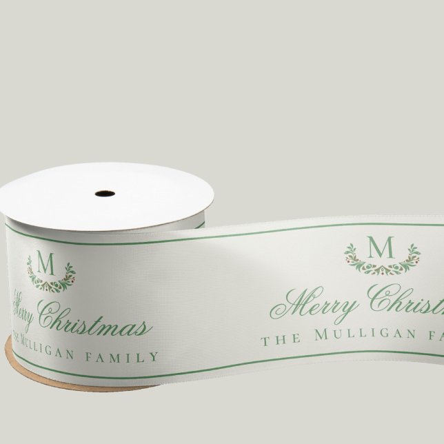 Weihnachtsfeiergeschenk Ribbon | Custom Monogram Satinband (Von Creator hochgeladen)