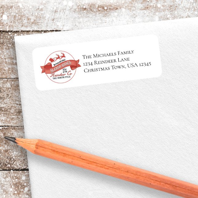 Weihnachtsfeierliche Rücksendeadresse Santa Reinde (Santa Claus return address label. )
