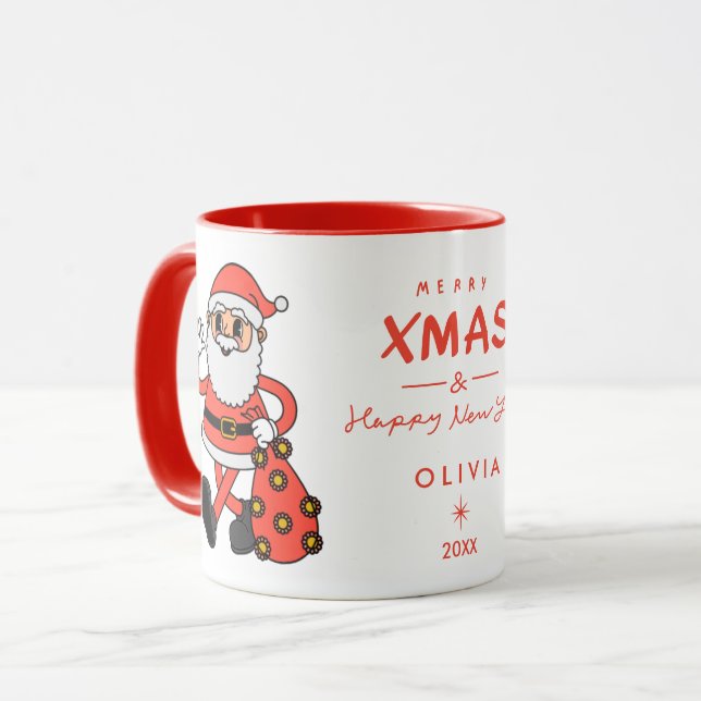 Weihnachtsfeierliche Tasse | Personalisiert (Vorderseite Links)