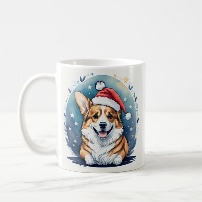 Weihnachtsfeierliche Tasse Santa Corgi (Links)