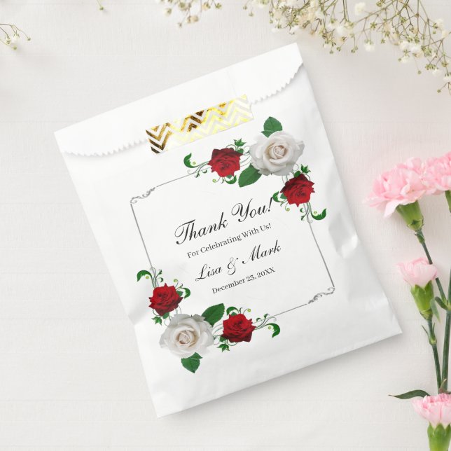 Weihnachtsfeiern in Rot und Weiß-Rose Geschenktütchen (Versiegelt)