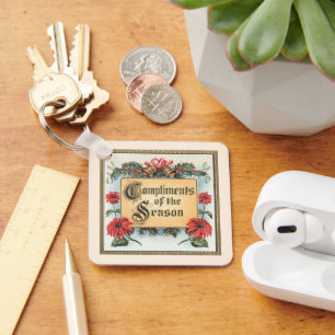 Weihnachtsfeiern in Verziertem Rahmen Schlüsselanhänger