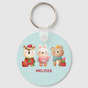 Weihnachtsfeiern - Rentiere, Bären und Kaninchen Schlüsselanhänger