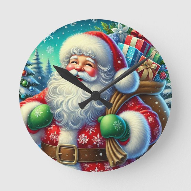 Weihnachtsfeiern Runde Wanduhr (Vorderseite)