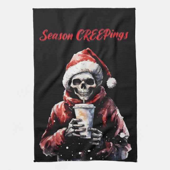 Weihnachtsfeiern Skelett Geschirrtuch (Vertikal)