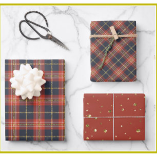Weihnachtsfeiern & Sparkle Gold Trimm Geschenkpapier Set