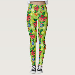 Weihnachtsfeiern und Glühbirnen und Bogen Leggings