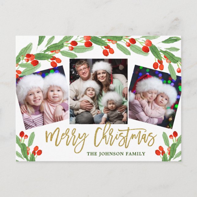 Weihnachtsfeiertag 4 FOTO Gruß Postkarte (Vorderseite)