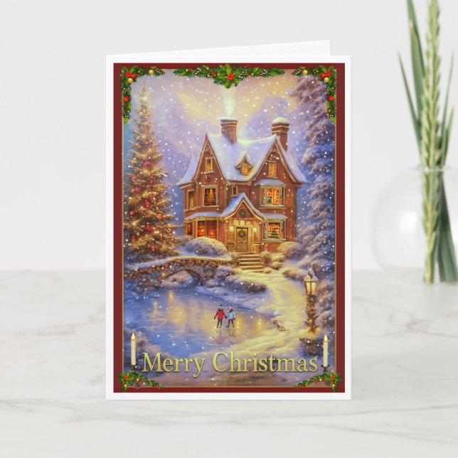 Weihnachtsfeiertag auf dem Teich Karte (Vorderseite)