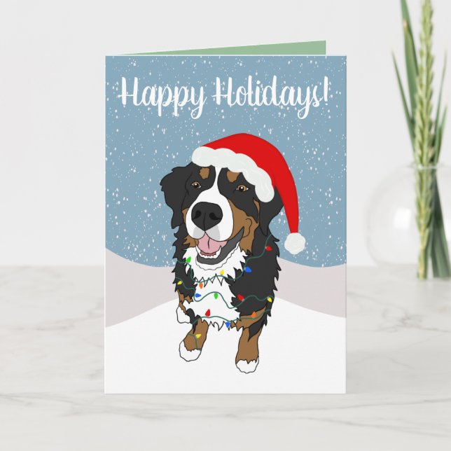 Weihnachtsfeiertag Bernese Mountain Dog Dankeskarte (Vorderseite)