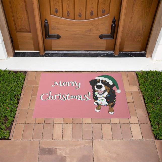 Weihnachtsfeiertag Bernese Mountain Dog Fußmatte (Außenbereich)