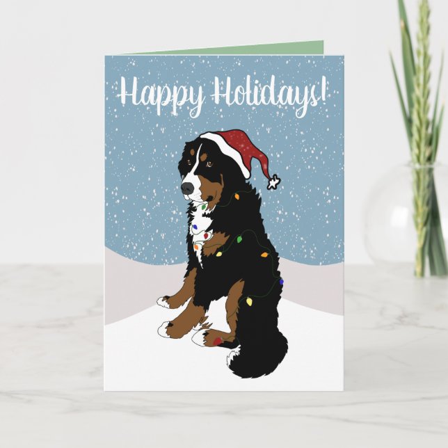 Weihnachtsfeiertag Bernese Mountain Dog Karte (Vorderseite)