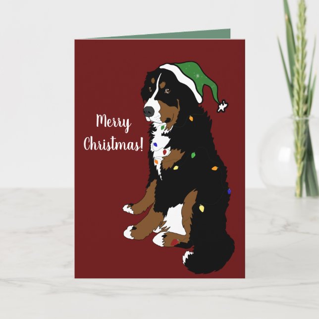 Weihnachtsfeiertag Bernese Mountain Dog Karte (Vorderseite)
