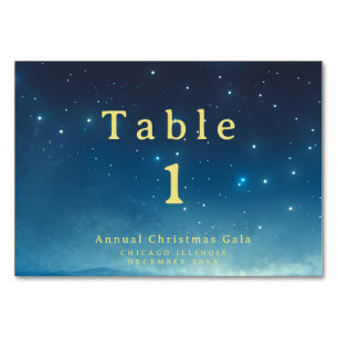Weihnachtsfeiertag Blue Gold Tafelkarte Tischnummer