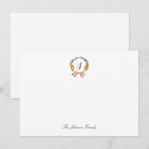 Weihnachtsfeiertag Bow Orange Monogramm Mitteilungskarte