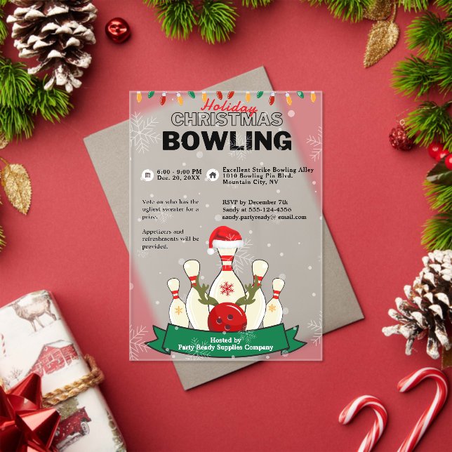 Weihnachtsfeiertag Bowling Snow Party Acryleinladungen (Insitu (Feiertag))